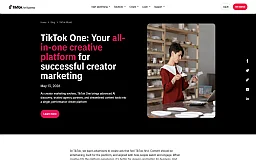 TikTok One creator marketing website preview